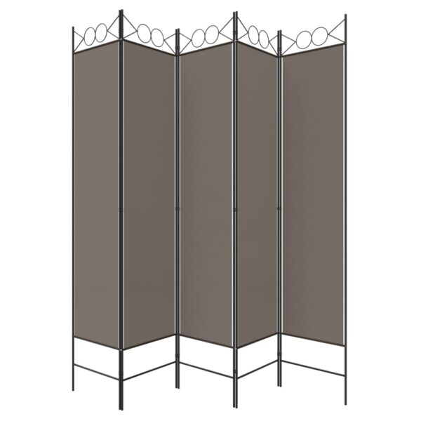 vidaXL 5-Panel Room Divider Anthracite 78.7"x78.7" Fabric - Image 5