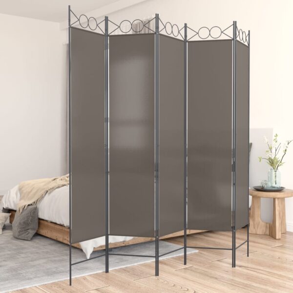 vidaXL 5-Panel Room Divider Anthracite 78.7"x78.7" Fabric