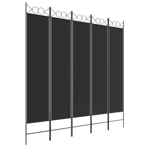 vidaXL 5-Panel Room Divider Black 78.7"x78.7" Fabric - Image 2