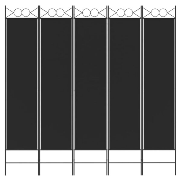 vidaXL 5-Panel Room Divider Black 78.7"x78.7" Fabric - Image 3