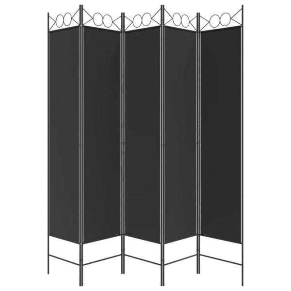 vidaXL 5-Panel Room Divider Black 78.7"x78.7" Fabric - Image 4