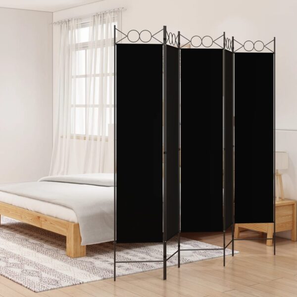 vidaXL 5-Panel Room Divider Black 78.7"x78.7" Fabric