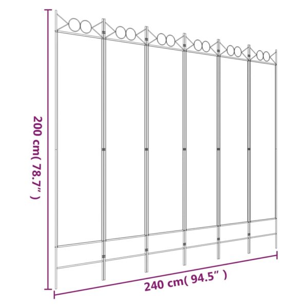 vidaXL 6-Panel Room Divider White 94.5"x78.7" Fabric - Image 8