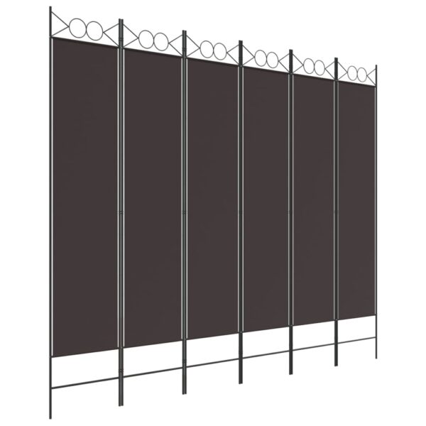 vidaXL 6-Panel Room Divider Brown 94.5"x78.7" Fabric - Image 2