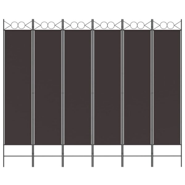 vidaXL 6-Panel Room Divider Brown 94.5"x78.7" Fabric - Image 3