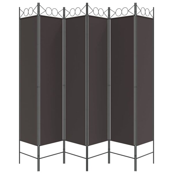 vidaXL 6-Panel Room Divider Brown 94.5"x78.7" Fabric - Image 4