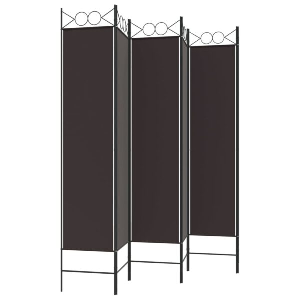 vidaXL 6-Panel Room Divider Brown 94.5"x78.7" Fabric - Image 5