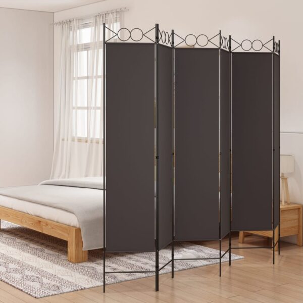 vidaXL 6-Panel Room Divider Brown 94.5"x78.7" Fabric