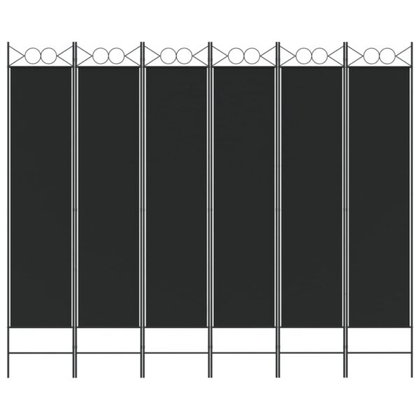 vidaXL 6-Panel Room Divider Black 94.5"x78.7" Fabric - Image 3