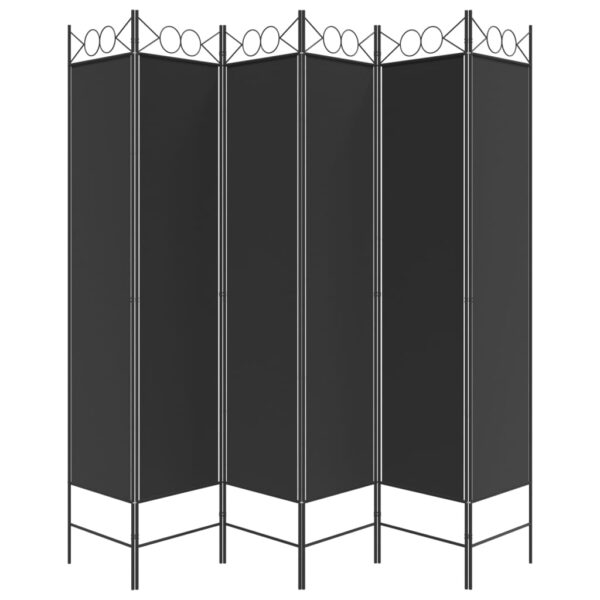 vidaXL 6-Panel Room Divider Black 94.5"x78.7" Fabric - Image 4