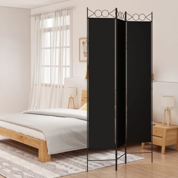 vidaXL 3-Panel Room Divider Black 47.2"x86.6" Fabric