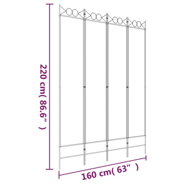 vidaXL 4-Panel Room Divider White 63"x86.6" Fabric - Image 8