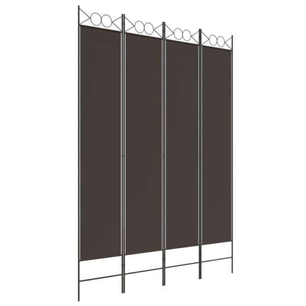 vidaXL 4-Panel Room Divider Brown 63"x86.6" Fabric - Image 2