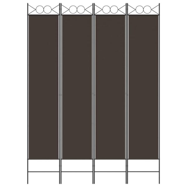 vidaXL 4-Panel Room Divider Brown 63"x86.6" Fabric - Image 3