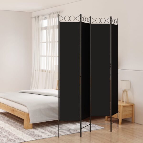 vidaXL 4-Panel Room Divider Black 63"x86.6" Fabric