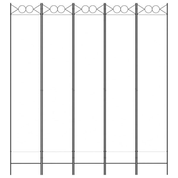 vidaXL 5-Panel Room Divider White 78.7"x86.6" Fabric - Image 3