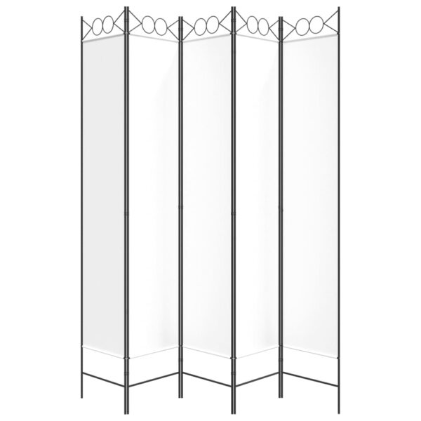 vidaXL 5-Panel Room Divider White 78.7"x86.6" Fabric - Image 4