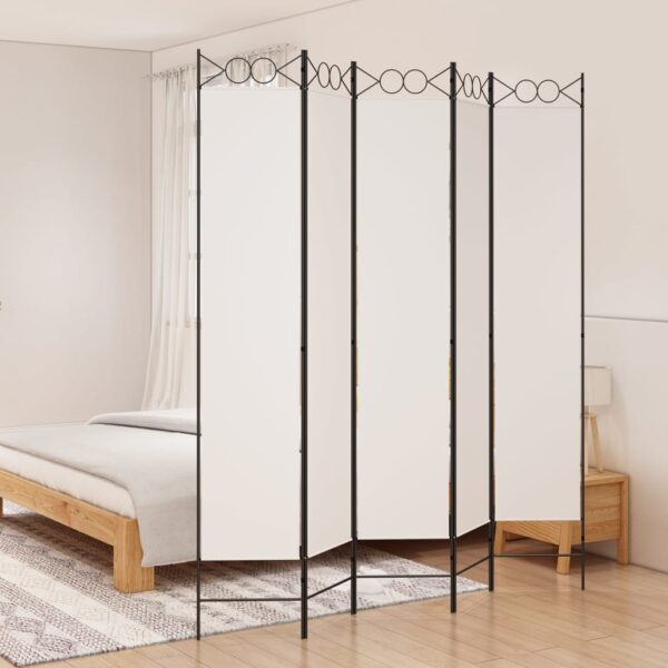 vidaXL 5-Panel Room Divider White 78.7"x86.6" Fabric