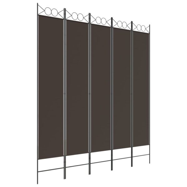 vidaXL 5-Panel Room Divider Brown 78.7"x86.6" Fabric - Image 2