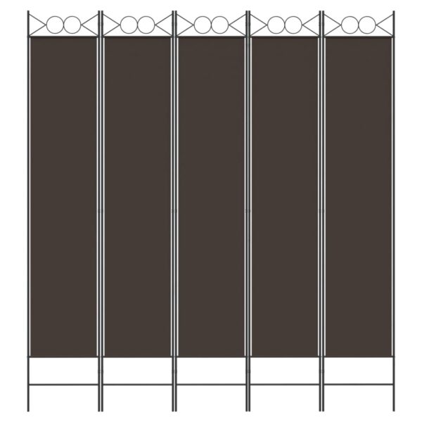 vidaXL 5-Panel Room Divider Brown 78.7"x86.6" Fabric - Image 3