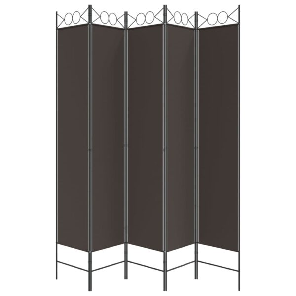 vidaXL 5-Panel Room Divider Brown 78.7"x86.6" Fabric - Image 4