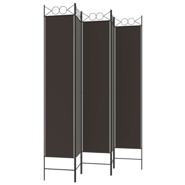 vidaXL 5-Panel Room Divider Brown 78.7"x86.6" Fabric - Image 5