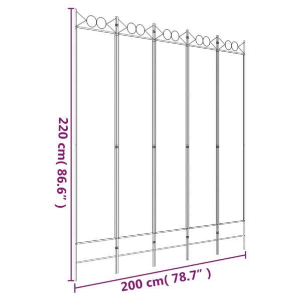 vidaXL 5-Panel Room Divider Brown 78.7"x86.6" Fabric - Image 8