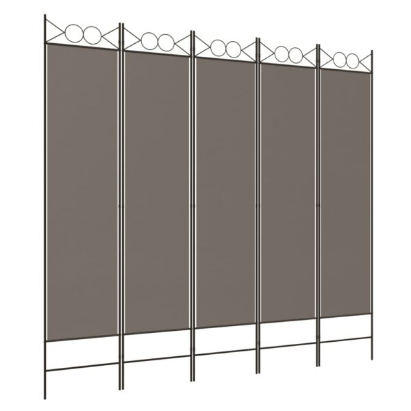 vidaXL 5-Panel Room Divider Anthracite 78.7"x86.6" Fabric - Image 2