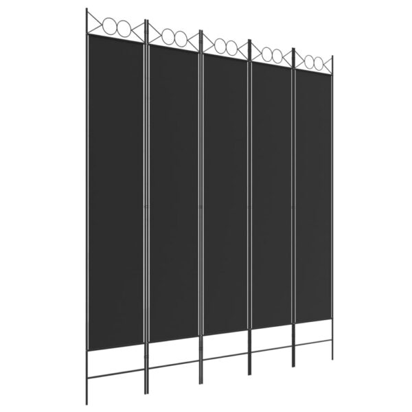 vidaXL 5-Panel Room Divider Black 78.7"x86.6" Fabric - Image 2