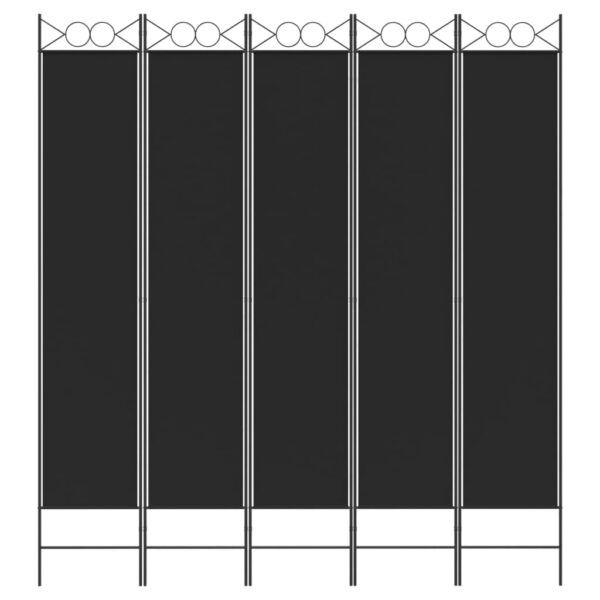 vidaXL 5-Panel Room Divider Black 78.7"x86.6" Fabric - Image 3