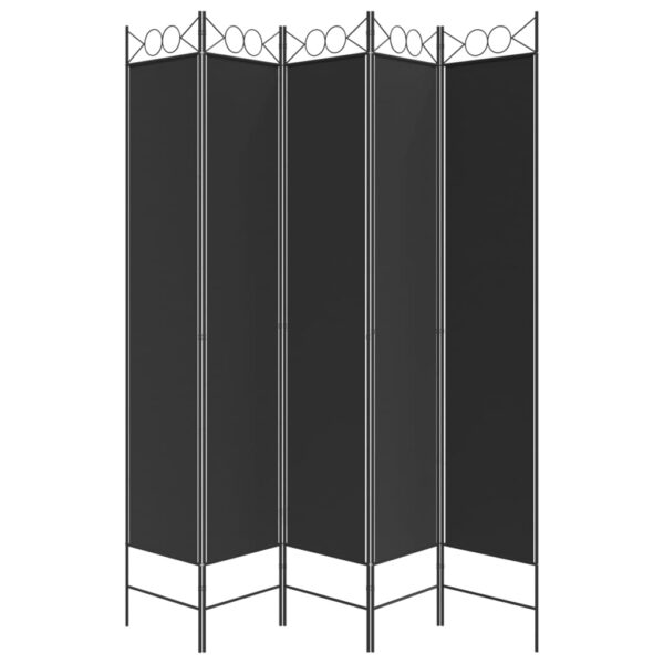 vidaXL 5-Panel Room Divider Black 78.7"x86.6" Fabric - Image 4