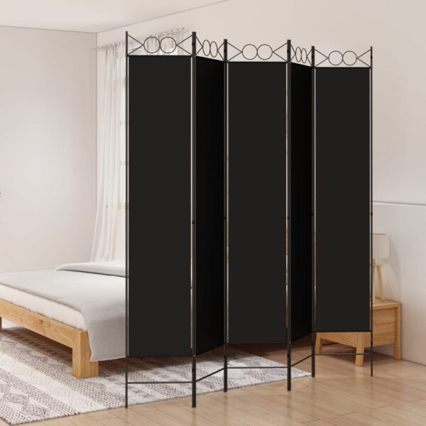 vidaXL 5-Panel Room Divider Black 78.7"x86.6" Fabric