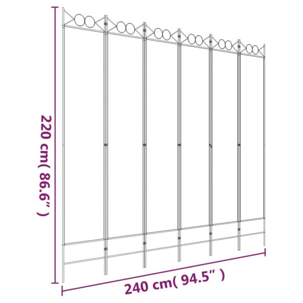 vidaXL 6-Panel Room Divider White 94.5"x86.6" Fabric - Image 8