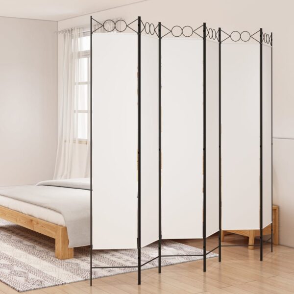 vidaXL 6-Panel Room Divider White 94.5"x86.6" Fabric