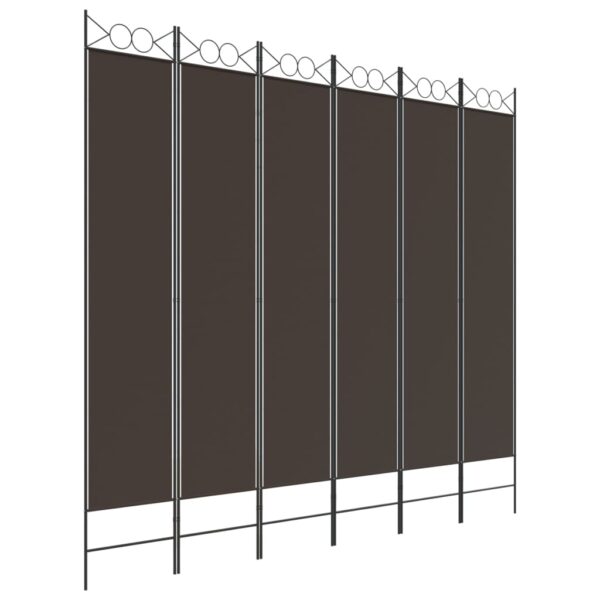 vidaXL 6-Panel Room Divider Brown 94.5"x86.6" Fabric - Image 2