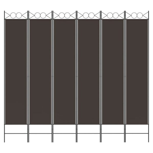 vidaXL 6-Panel Room Divider Brown 94.5"x86.6" Fabric - Image 3