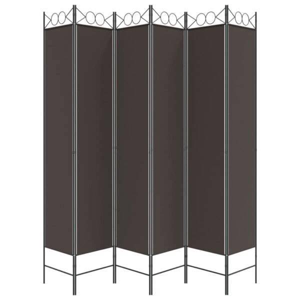 vidaXL 6-Panel Room Divider Brown 94.5"x86.6" Fabric - Image 4