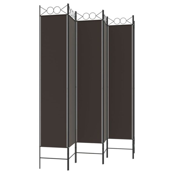 vidaXL 6-Panel Room Divider Brown 94.5"x86.6" Fabric - Image 5