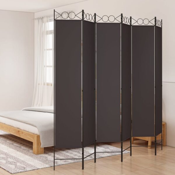 vidaXL 6-Panel Room Divider Brown 94.5"x86.6" Fabric