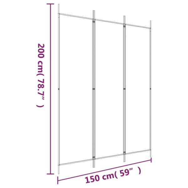 vidaXL 3-Panel Room Divider White 59.1"x78.7" Fabric - Image 8