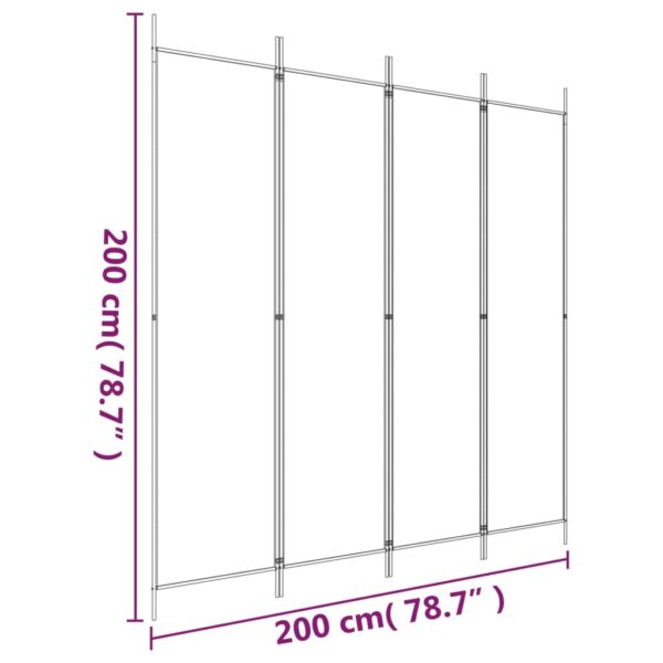 vidaXL 4-Panel Room Divider White 78.7"x78.7" Fabric - Image 8