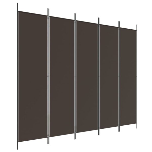 vidaXL 5-Panel Room Divider Brown 98.4"x78.7" Fabric - Image 2