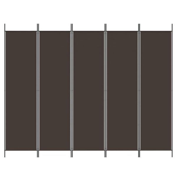 vidaXL 5-Panel Room Divider Brown 98.4"x78.7" Fabric - Image 3