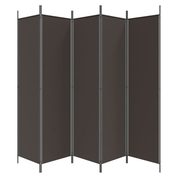 vidaXL 5-Panel Room Divider Brown 98.4"x78.7" Fabric - Image 4