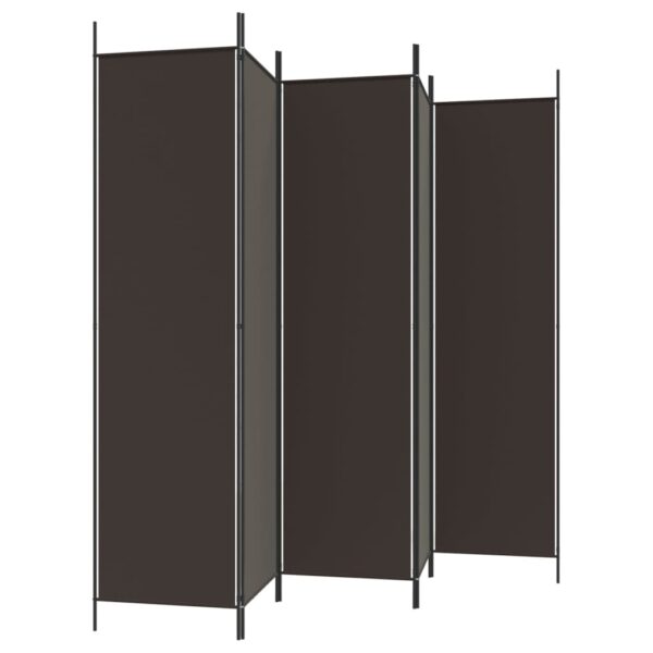 vidaXL 5-Panel Room Divider Brown 98.4"x78.7" Fabric - Image 5