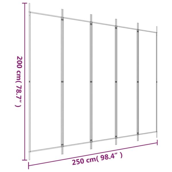 vidaXL 5-Panel Room Divider Brown 98.4"x78.7" Fabric - Image 8