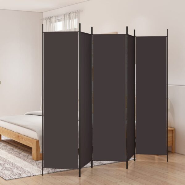 vidaXL 5-Panel Room Divider Brown 98.4"x78.7" Fabric