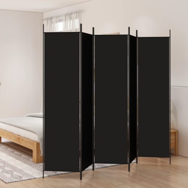 vidaXL 5-Panel Room Divider Black 98.4"x78.7" Fabric