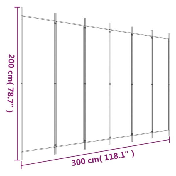 vidaXL 6-Panel Room Divider White 118.1"x78.7" Fabric - Image 8