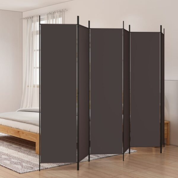 vidaXL 6-Panel Room Divider Brown 118.1"x78.7" Fabric